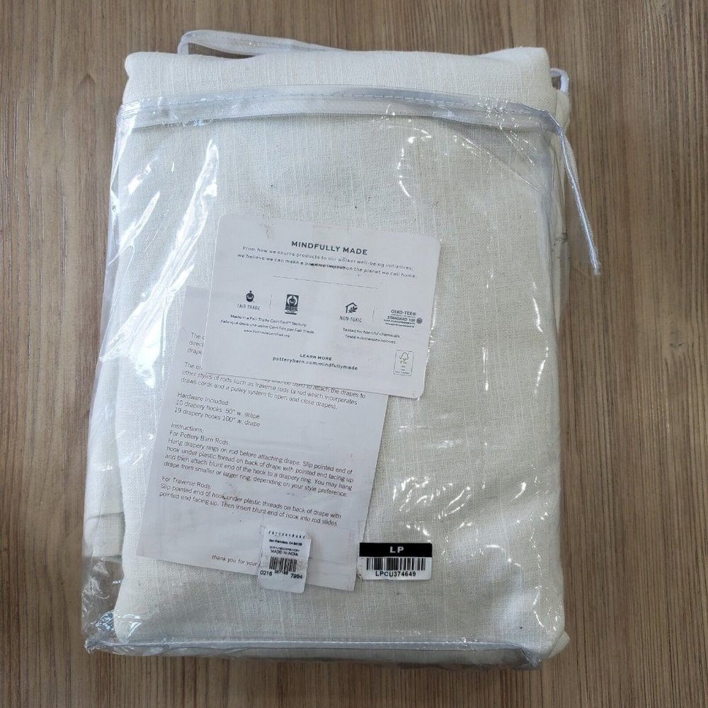 Pottery Barn Emery Drape Grommet Curtain Blackout Curtain 50" x 84" White - Picture 4 of 7